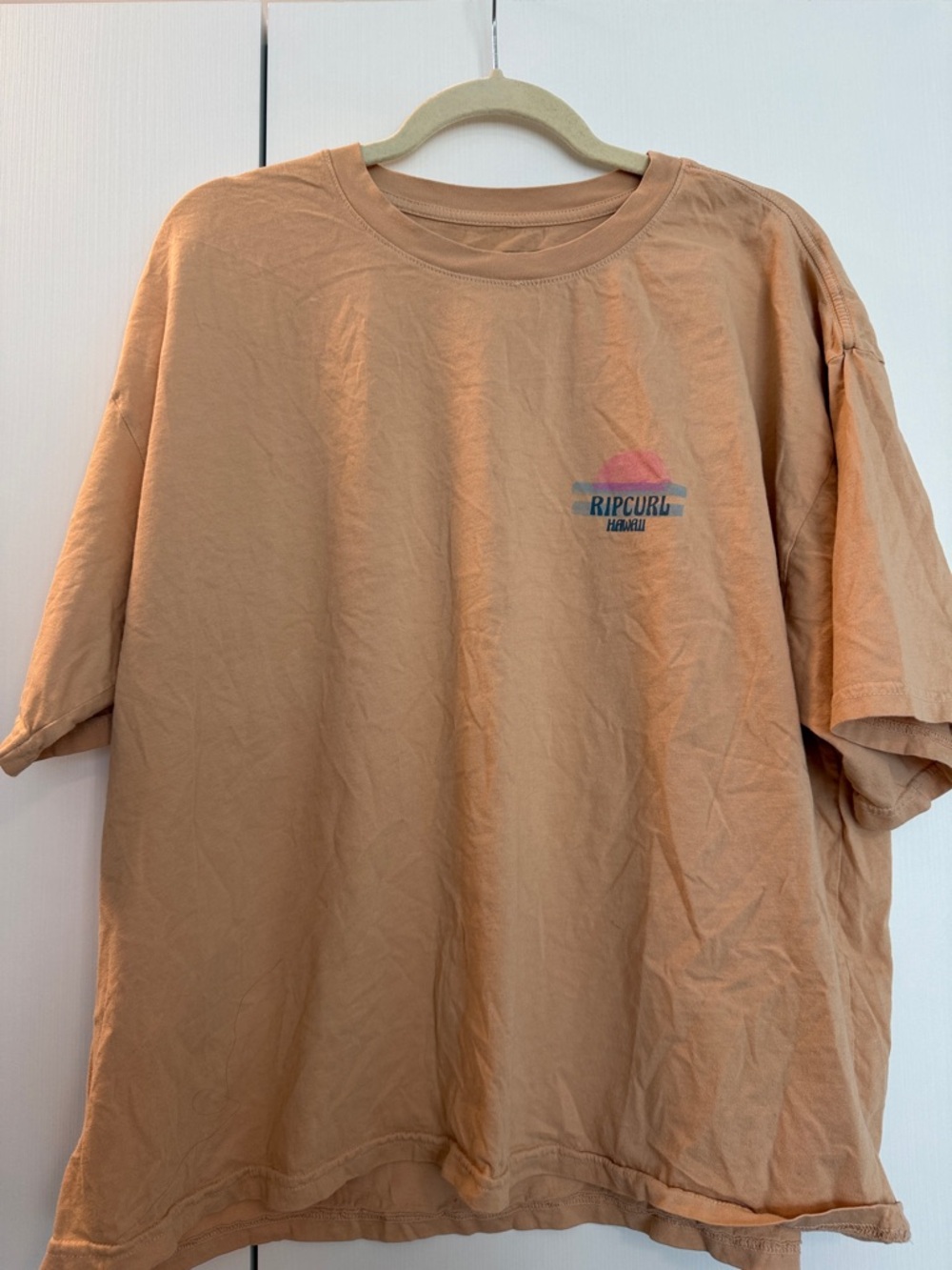 Rip Curl Hawaii Graphic Tee Women’s XL Peach Sunset Palm Tree T-Shirt